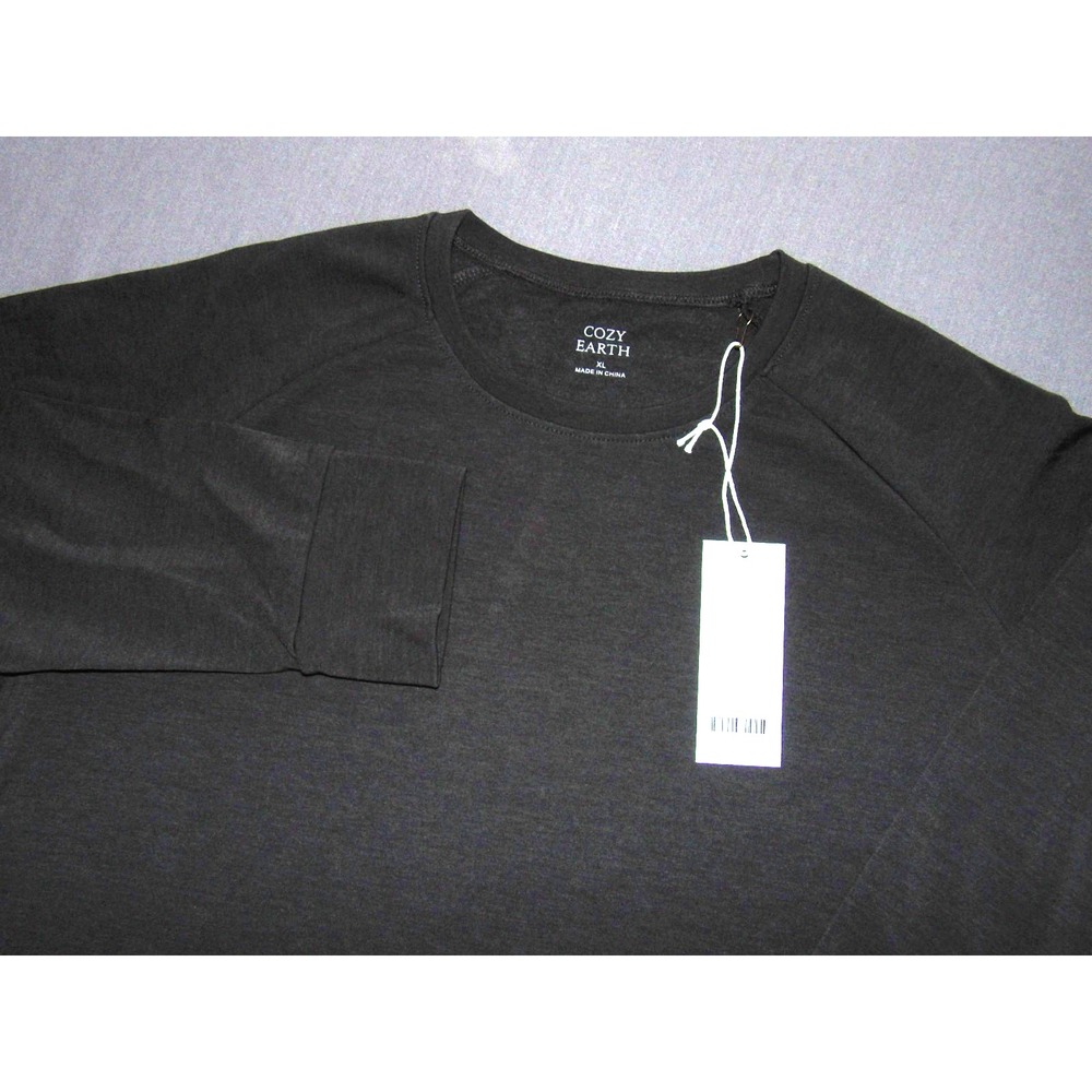 NEW! COZY EARTH Charcoal Bamboo Raglan Ultra Soft Pull Over Shirt Women's XL